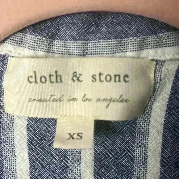 Anthropologie Cloth & Stone Linen Blend Striped Button Up Crop Top Size XS - Picture 2 of 10